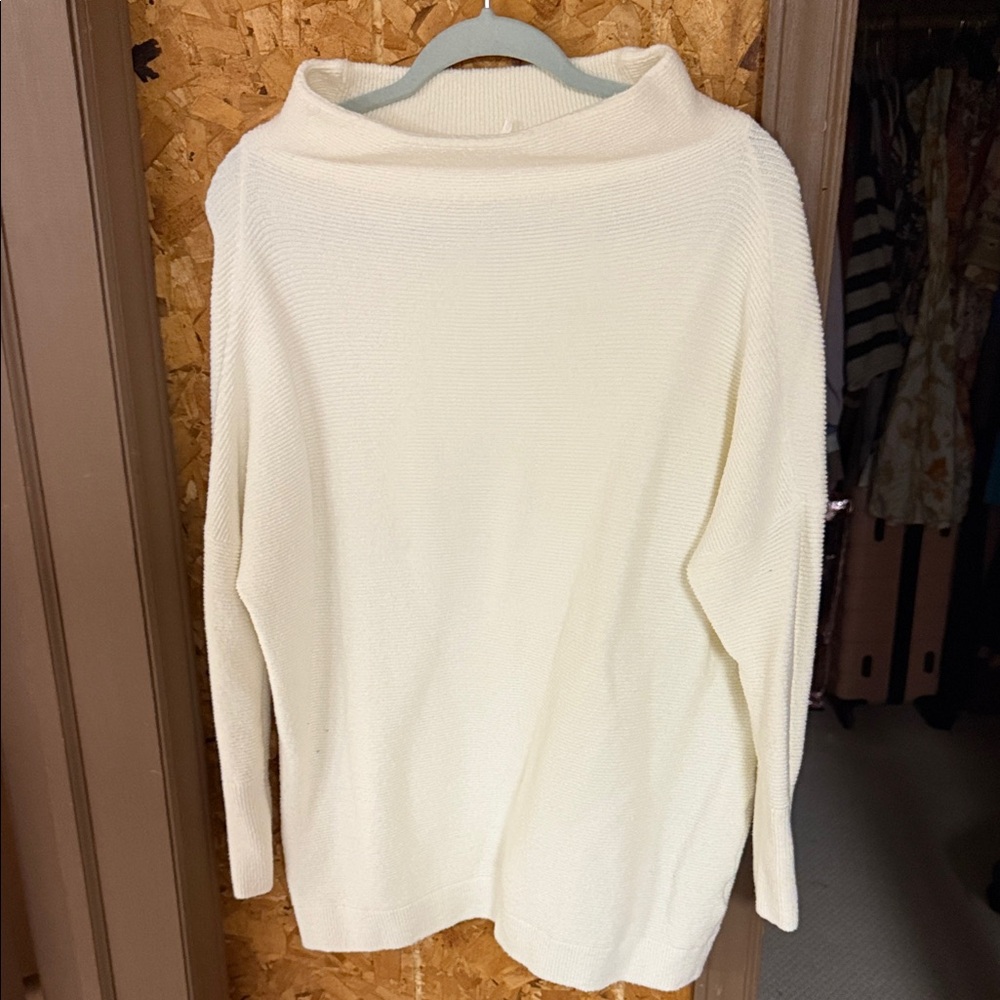 Free People Cream Cowl Neck Sweater